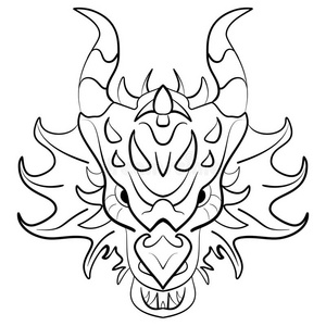 白色背景上的黑龙纹身设计照片