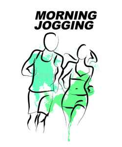 适合 插图 绘画 慢跑 行动 能量 人类 健康 健身 艺术