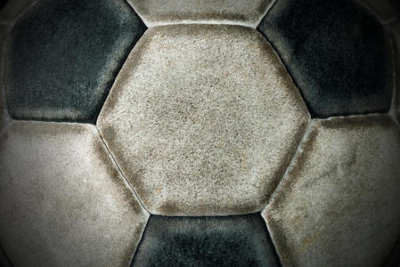 一个旧足球的细节照片