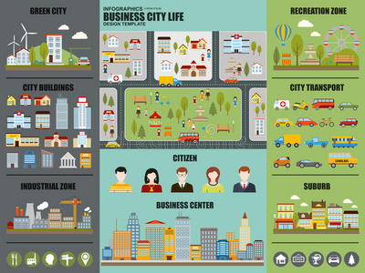 平面信息城市生活矢量设计