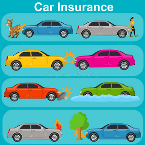 汽车保险，保护概念，矢量插图