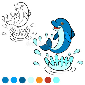 海豚简笔画儿童跳水图片