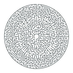 复杂迷宫高复杂度的抽象矢量圆迷宫插画