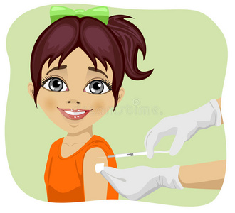 医生给小女孩注射疫苗照片