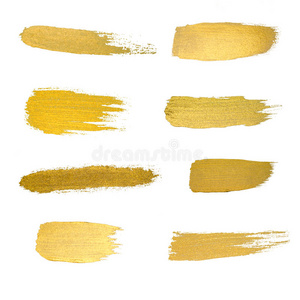 金色水彩纹理油漆染色抽象插图集。 s