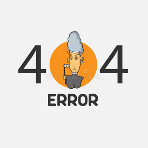 404错误有趣的矢量插图与卡通老太太