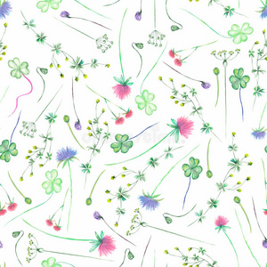 绘画 三叶草 花的 森林 结合 柠檬 剪纸 杂草丛生 植物