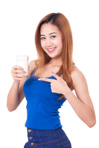 饮酒 健康 女人 玻璃 微笑 营养 牛奶 早餐 女孩