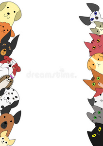卡通人物插图猫无缝图案矢量盒印花布小猫养殖隔离壁纸背景猫向量小猫