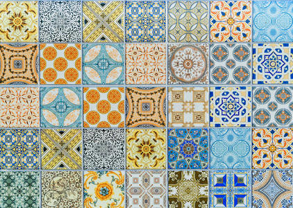 广场 陶瓷 马赛克 古老的 几何学 艺术 纹理 地板 泰国