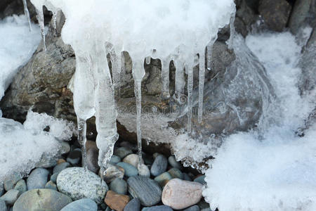 片段 特写镜头 季节 解冻 环境 样品 冰柱 透明的 熔化