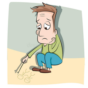 卡通孤独的男人照片