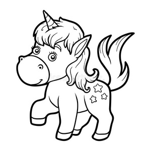 独角兽着色图片-独角兽着色素材-独角兽着色插画-摄图新视界