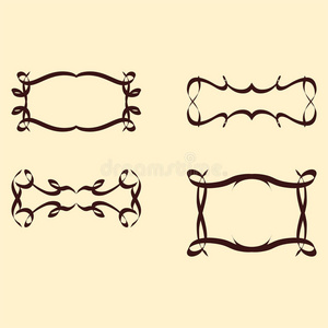 标签 装饰品 招呼 插图 横幅 框架 边境 曲线 艺术 要素