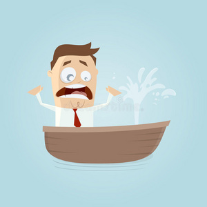 有趣的商人在一艘船上漏水插画