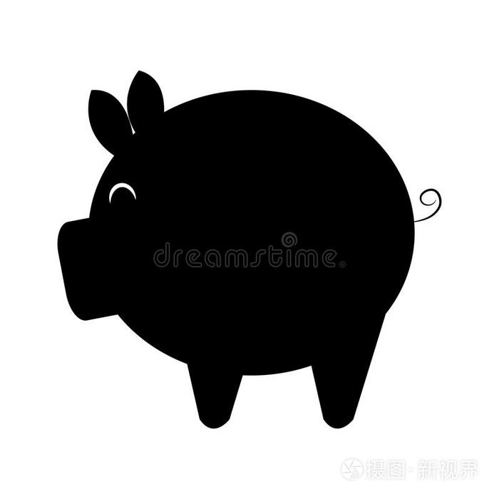 黑色猪钱箱，图形