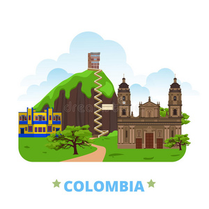 哥伦比亚国家设计模板平面卡通风格