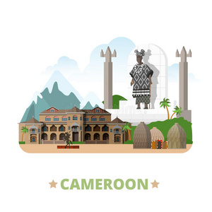 喀麦隆国家设计模板平面卡通风格