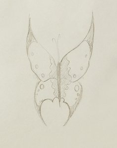 在旧纸背景上画蝴蝶。