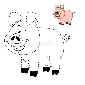 猪肉 学校 可爱的 概述 乐趣 童年 参加 样品 卡通 连接
