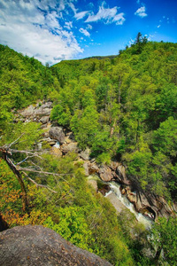 风景 荒野 急流 瀑布 岩石 峡谷 林维尔 自然 春天 卡罗莱纳州