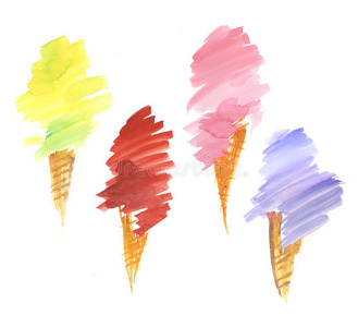 冰淇淋手绘插图。