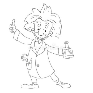 有趣的科学家. 着色书照片