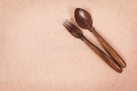叉子和勺子木制