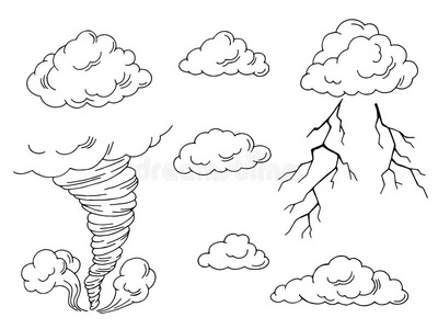 侠客黑白风头像云层设置图形龙卷风闪电艺术黑白孤立插图照片