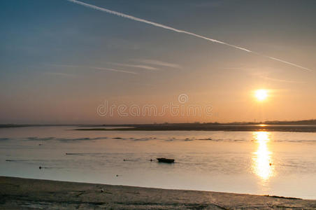 河口 平静 光荣 海滩 风景 肖里 早晨 海洋 粉红色 复制
