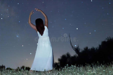 傍晚 落下 天堂 美丽的 大门 银河系 能量 冒险 连衣裙