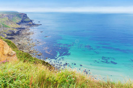 悬崖 沿海 美丽的 王国 风景 海岸线 英国 英语 海滩