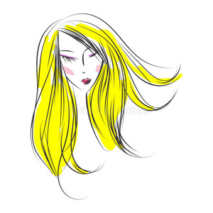 女孩 颜色 可爱的 聚会 美丽的 着色 金发女郎 卡通 头发