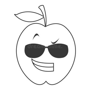 酷墨镜苹果卡通图标