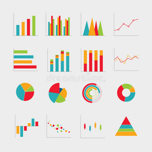 业务图表图表矢量插图的集合