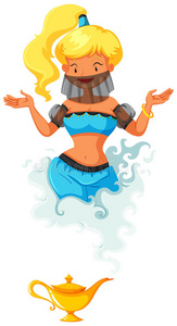 的精灵从神灯出来素材-概述的插图的精灵从神灯出来插画-摄图新视界