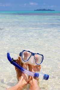 快乐 海滩 乐趣 成人 男人 求助 身体 梦想 浮潜 假日