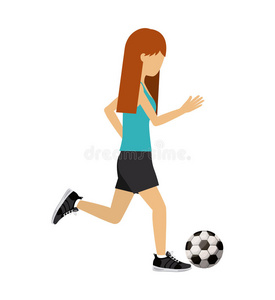 女运动员练习足球孤立图标设计