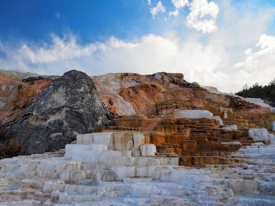 梯田 弹簧 公园 岩石 游泳池 火山 热的 间歇泉 太阳