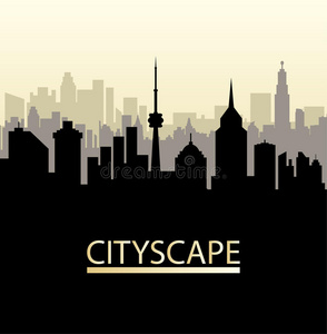 商业 城市 自然 横幅 大都市 首都 框架 插图 风景 城市景观