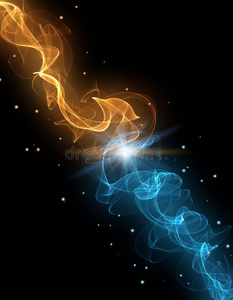 火焰碰撞抽象两种能量碰撞照片