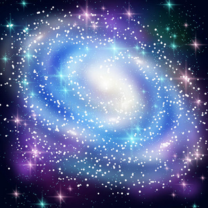 蓝色螺旋星系有闪亮的恒星。
