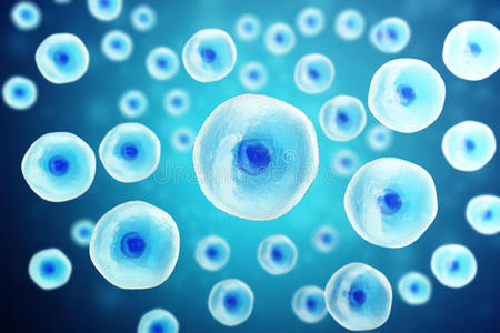 细胞科学显微镜下的蓝色细胞. 生命和生物学,医学科学,分子研究dna.