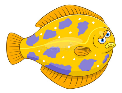 卡通比目鱼插画