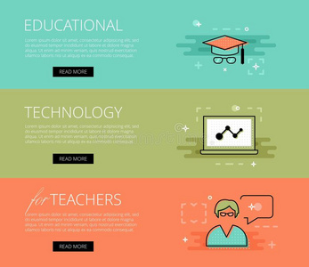 教师的教育技术。 矢量横幅设置
