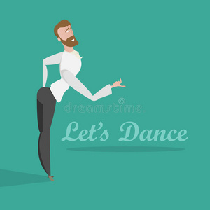 卡通快乐的人在优雅的姿势和邀请手势照片