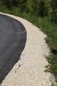 柏油 砾石 排水 焦油 新的 建设 边缘 边界 圈地 路边