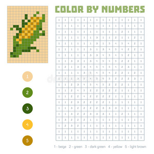 颜色按数量，水果和蔬菜，玉米
