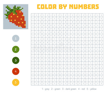 颜色按数量，水果和蔬菜，草莓