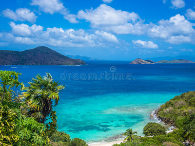 加勒比 全景图 海湾 小山 天空 岛屿 海滩 风景 天堂